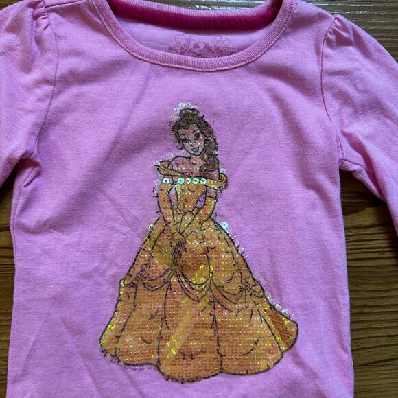 Disney Princess pink long sleeve Beauty and the Beast Belle sequin shirt SIZE 3T - Picture 2 of 4